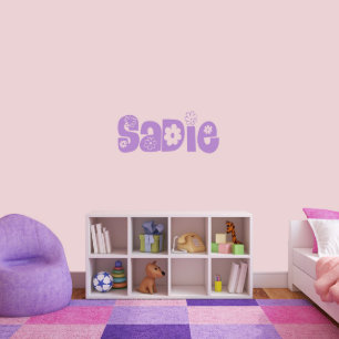 Cute Floral Script Large Name Wall Decal