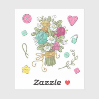 Cute Floral Sewing Craft Sticker