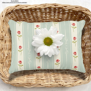 Cute floral Shabby chic retro pattern Blue Accent Pillow