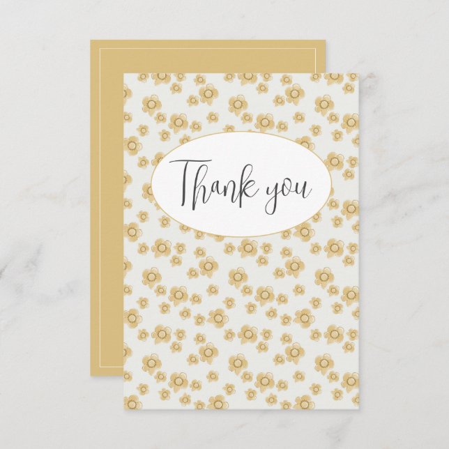 Cute Floral Simple Flat Thank You Card (Front/Back)
