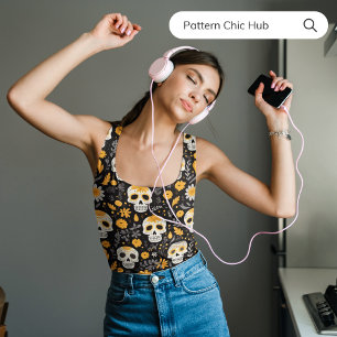 Cute Floral Skull Workout Women Tank Top