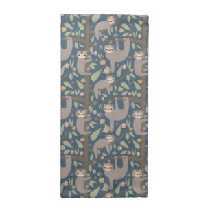 Cute Floral Sloth Pattern Cloth Napkin
