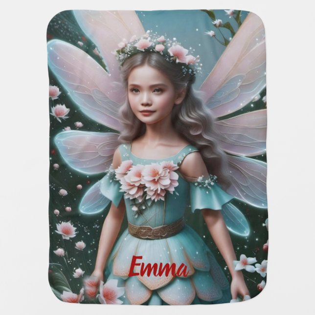 Cute Floral Spring Fairy Child Magic Pixie Baby Blanket (Front)