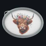 Cute, floral/spring highland cow belt buckle<br><div class="desc">.</div>