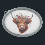 Cute, floral/spring highland cow belt buckle<br><div class="desc">.</div>