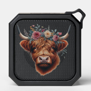 Cute, floral/spring highland cow bluetooth speaker