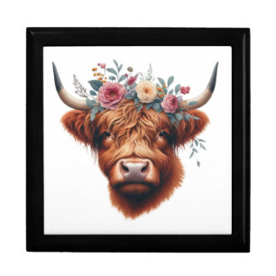 Cute, floral/spring highland cow gift box