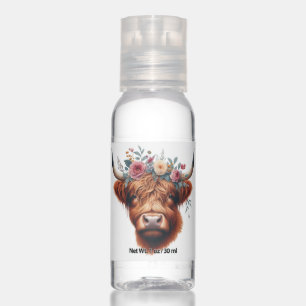 Cute, floral/spring highland cow hand sanitizer