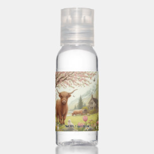 Cute, floral/spring highland cow hand sanitizer