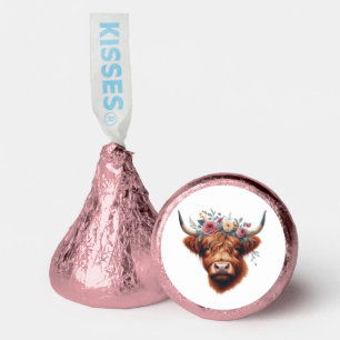 Cute, floral/spring highland cow hershey®'s kisses®