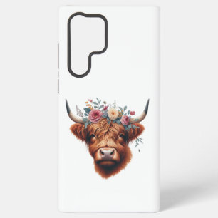 Cute, floral/spring highland cow samsung galaxy s22 ultra case
