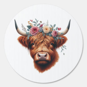 Cute, floral/spring highland cow sign