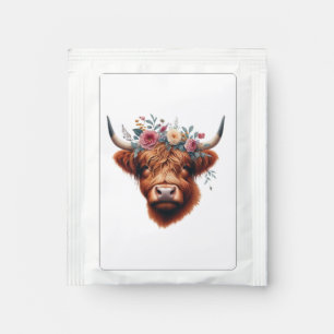 Cute, floral/spring highland cow tea bag drink mix