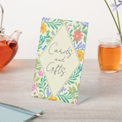 Cute Floral Spring Summer Vintage Boho Cards Gifts Pedestal Sign