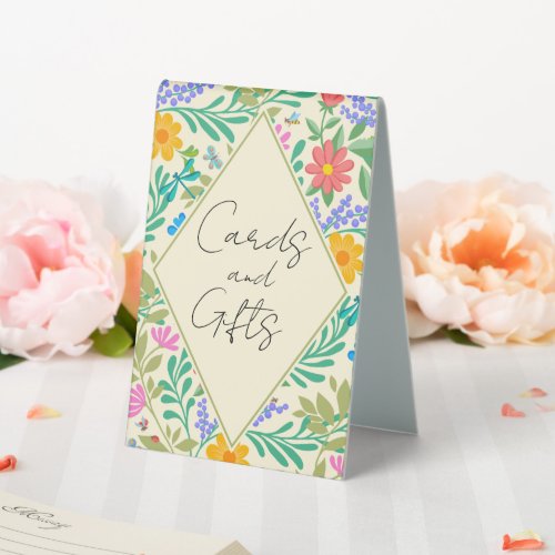 Cute Floral Spring Summer Vintage Boho Cards Gifts Table Tent Sign