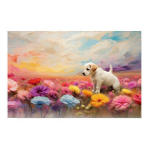 Cute floral standing puppy downloadable
