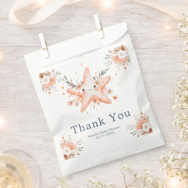Cute Floral Starfish Baby Shower Favor Bag (Clipped)