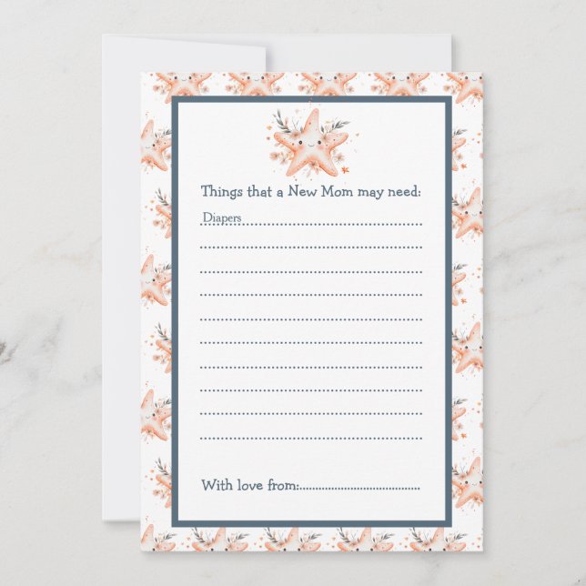 Cute Floral Starfish Baby Shower Invitation (Front)