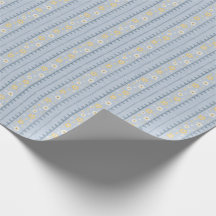 Cute Floral Stripes & Lace Border on Dusty Blue 