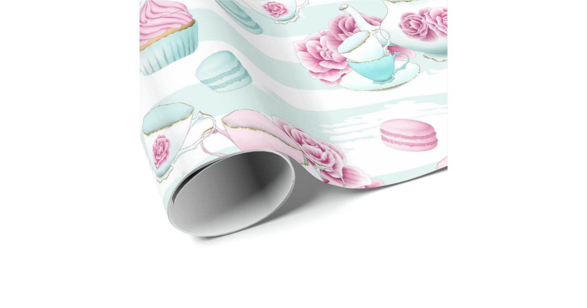 Cute floral tea party wrap wrapping paper