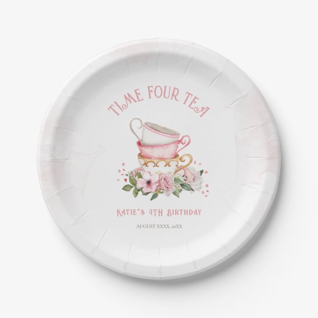 Cute Floral Teacups  Paper Plates (Front)