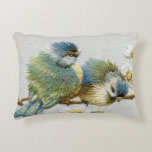 Cute Floral Teal Mint Green Embroidery Bird Accent Pillow at Zazzle
