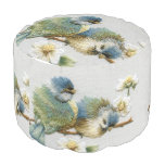 Cute Floral Teal Mint Green Embroidery Bird Pouf at Zazzle