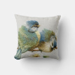 Cute Floral Teal Mint Green Embroidery Bird Throw Pillow at Zazzle