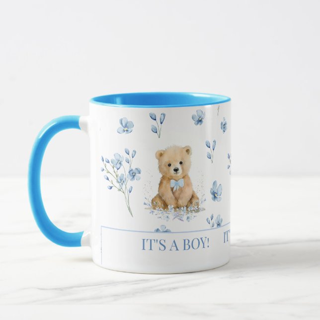 Cute floral teddy bear baby shower gift mug (Left)