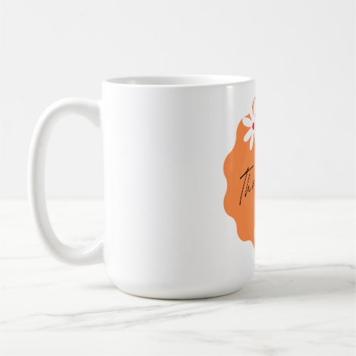 Cute Floral Thank You Retro Orange Aesthetic Busin Coffee Mug