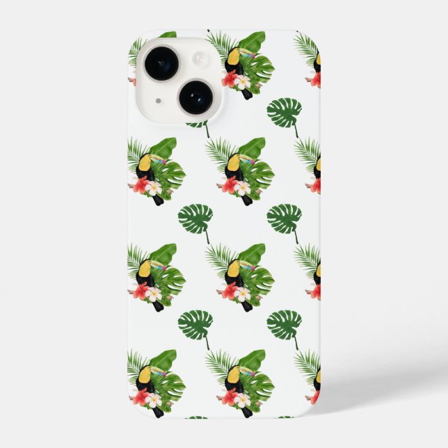 Cute Floral tropical bird Pink iPhone 14 case (Back)