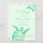 Cute floral turtle summer watercolor baby shower invitation (Front)
