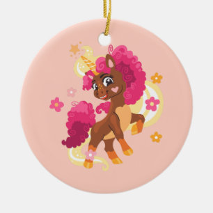 Cute floral unicorn Ceramic Ornament