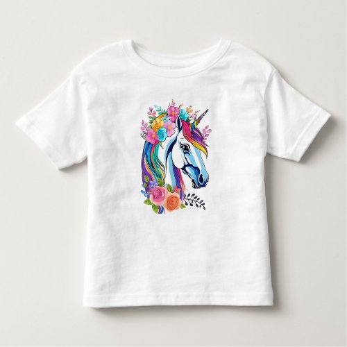Cute Floral Unicorn Kids Toddlers T_shirt Design 