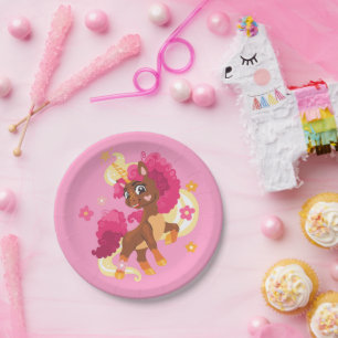 Cute floral unicorn Paper Plates