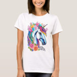 Cute Floral Unicorn T-shirt Design Womens