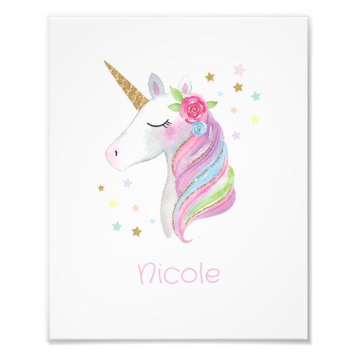 Cute Floral Unicorn Themed Baby Girl Shower Gifts Photo Print