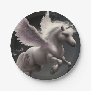Cute floral Unicorns flying little pony Paper Pla Plates