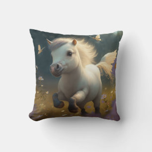 Cute floral Unicorns flying little pony Throw Pil Throw Pillow