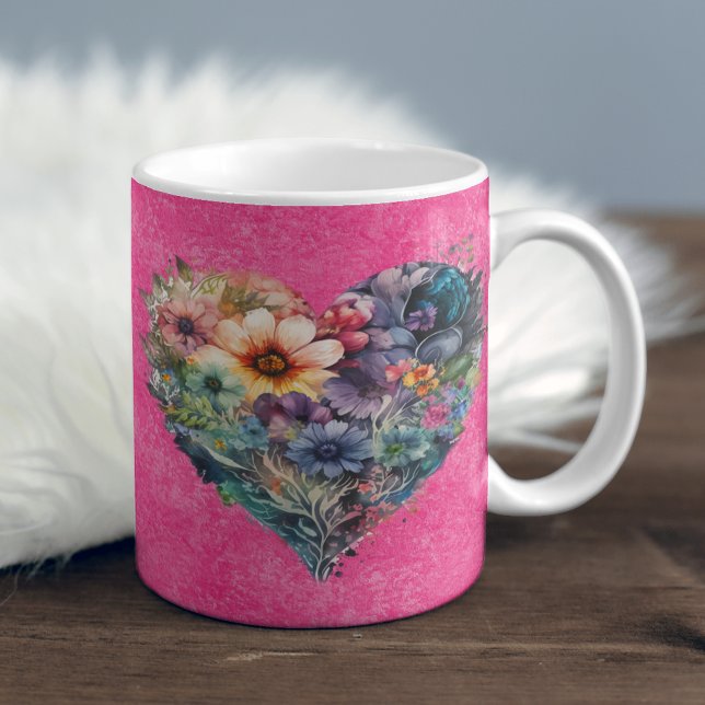 Cute Floral Valentines Day Personalized Coffee Mug (Creator Uploaded)