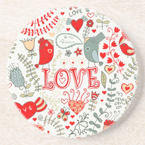 Cute Floral Valentines Design Coaster