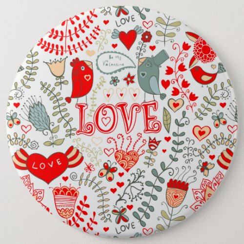 Cute Floral Valentines Design Pinback Button