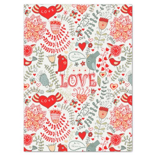 Cute Floral Valentines Design Tissue Paper