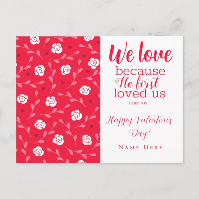 Cute Floral Valentine's Postcard (Front)