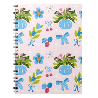 Cute Floral Vase Seamless Pattern Notebook