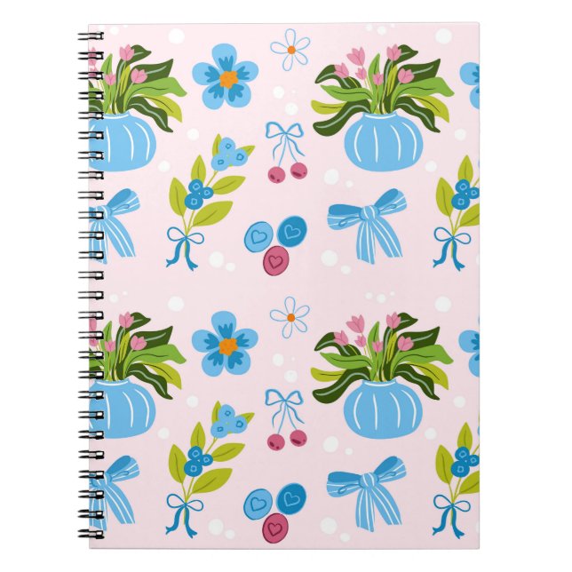 Cute Floral Vase Seamless Pattern  Notebook (Front)