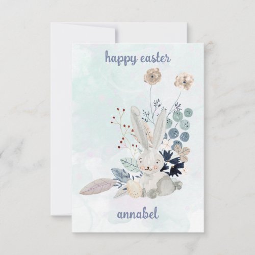 cute floral  vintage easter  bunny_Happy easter    Note Card