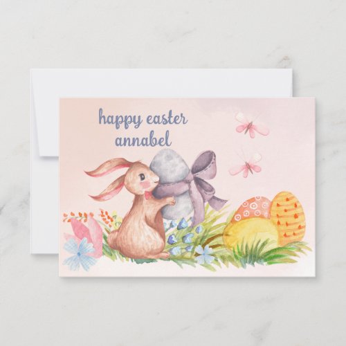 cute floral  vintage easter  bunny_Happy easter    Note Card