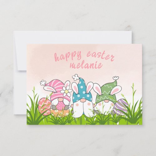 cute floral vintage easter gnomes_happy easter note card