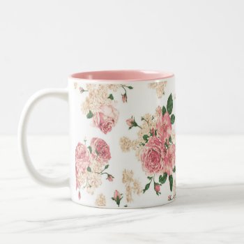 Cute Floral  Vintage Roses Two-tone Coffee Mug by RetroAndVintage at Zazzle
